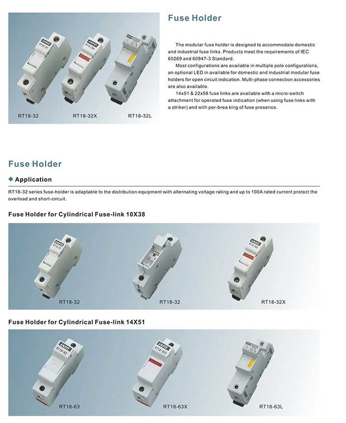 China Professional Manufacturer 32A 63A 125A Fuse Holder for Cylindrical Fuse Link